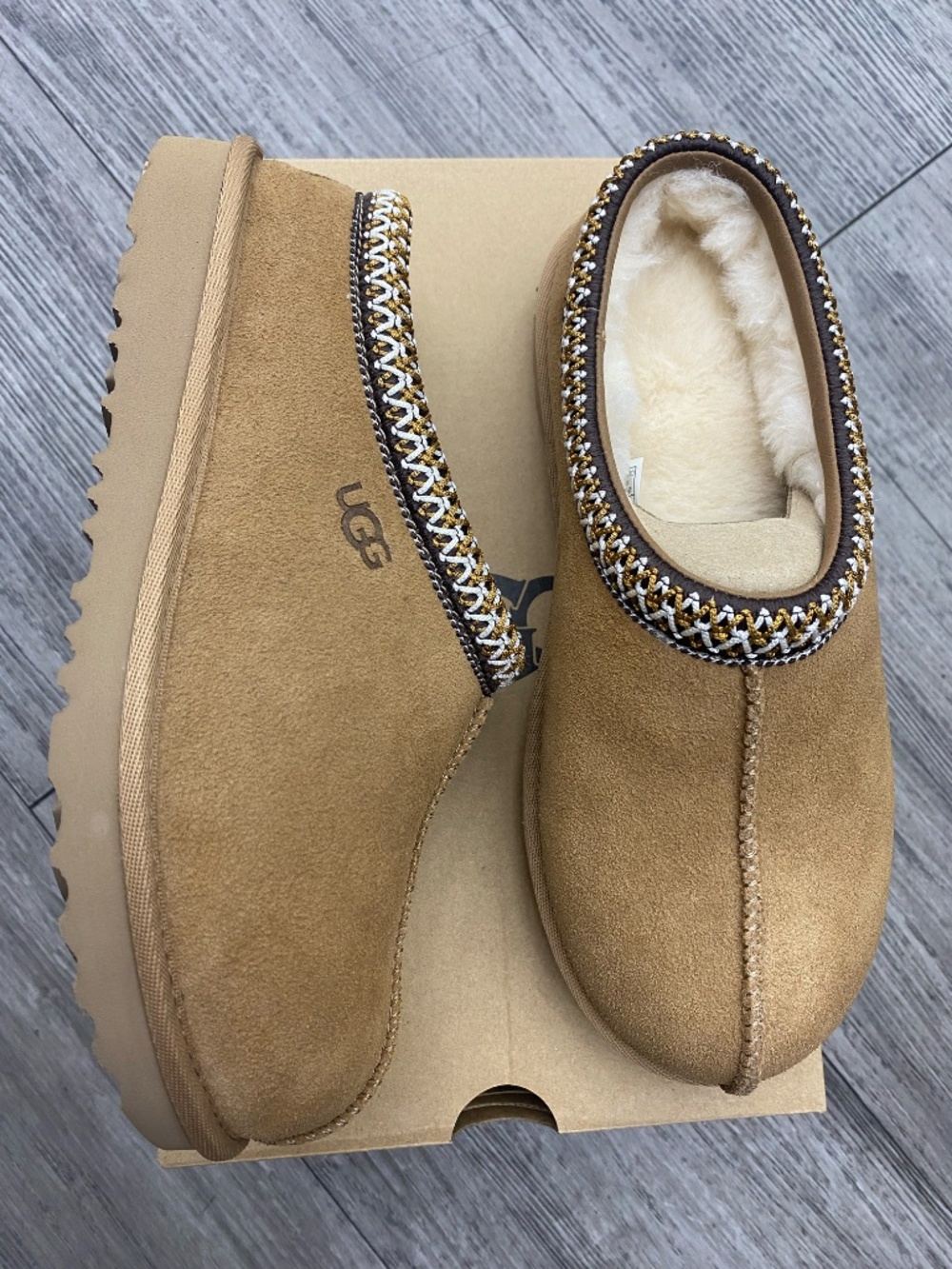 UGG Tasman II Kids Chestnut Suede Slippers Moccasin Slip-On